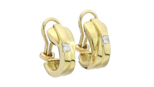 Boodles Princess Cut Diamond set 18ct Yellow Gold Clip on Earrings