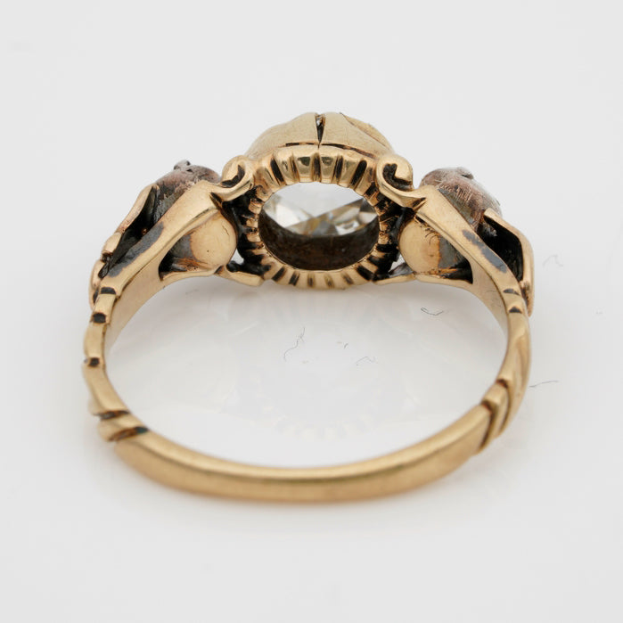 Late Georgian Early Victorian Antique 1ct Rose Cut Diamond Trilogy Ring