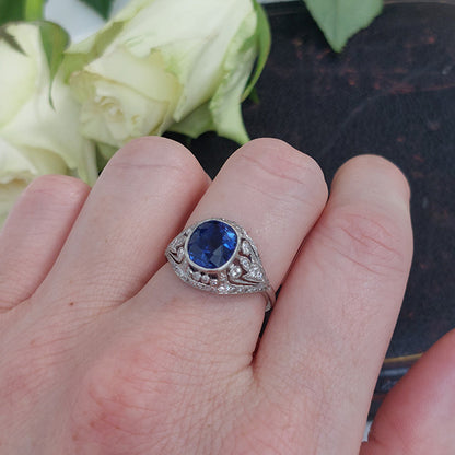 A Tillander 4.40ct Ceylon Sapphire and Diamond Domed Dress Ring