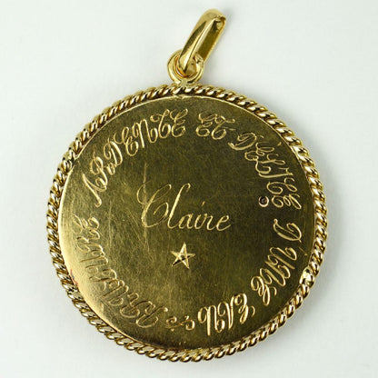 French Multi Gemstone and 18ct Yellow Gold Lovebirds Pendant. Engraved to reverse