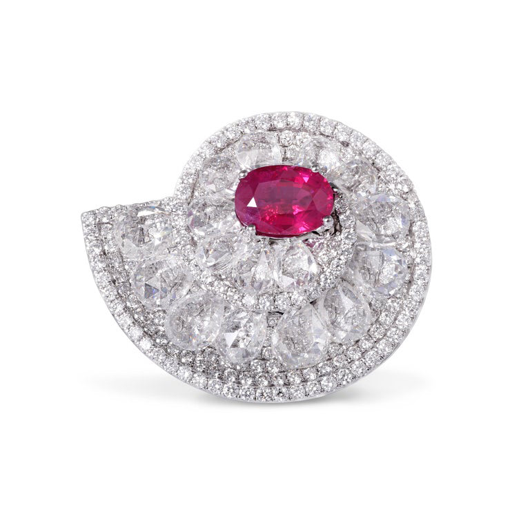 Burmese Ruby and Diamond Cocktail Ring, 7.69ct total, 18ct White Gold
