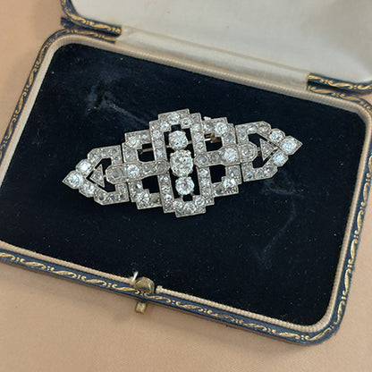 Antique 5ct Old Mine Cut Diamond Brooch come Jabot Pin