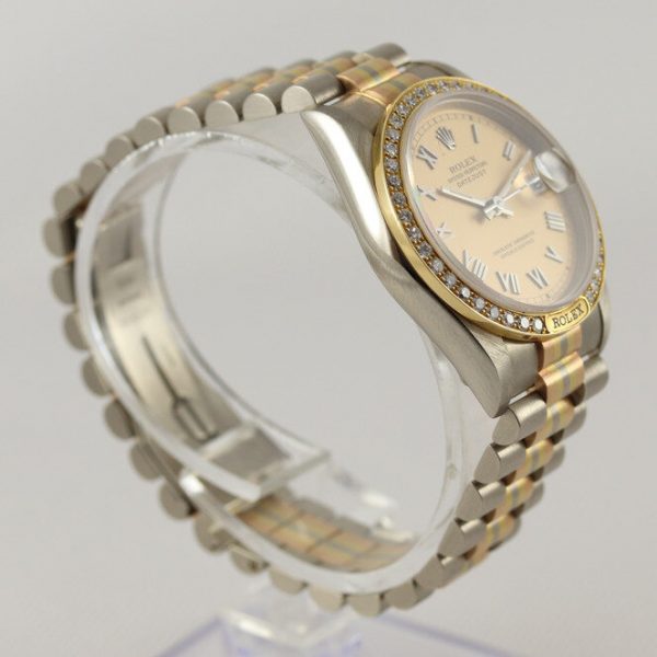 Rare Rolex Tridor 68149 Midsize 18ct Yellow Gold Watch with Original Diamond Bezel, with Rolex box