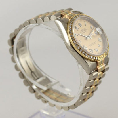 Rare Rolex Tridor 68149 Midsize 18ct Yellow Gold Watch with Original Diamond Bezel, with Rolex box