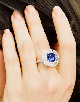 Cushion Cut Tanzanite and Diamond Cocktail Ring, 11.74ct total, 18ct Gold