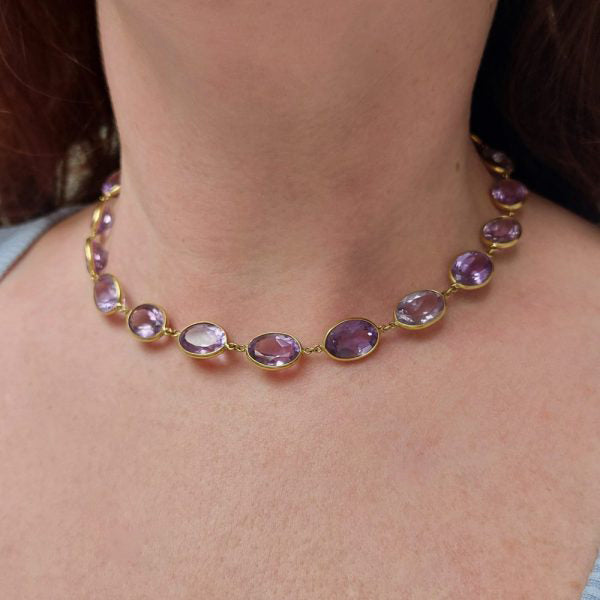 Vintage Amethyst Riviere Necklace, 250 carat total