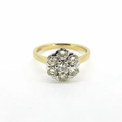 Edwardian Style Diamond Floral Cluster Ring, 1.05 carat total