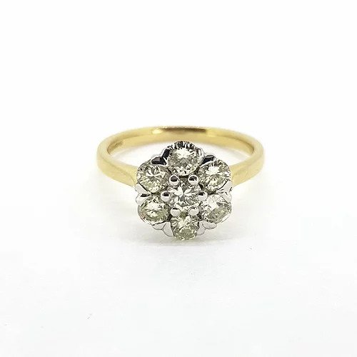 Edwardian Style Diamond Floral Cluster Ring, 1.05 carat total