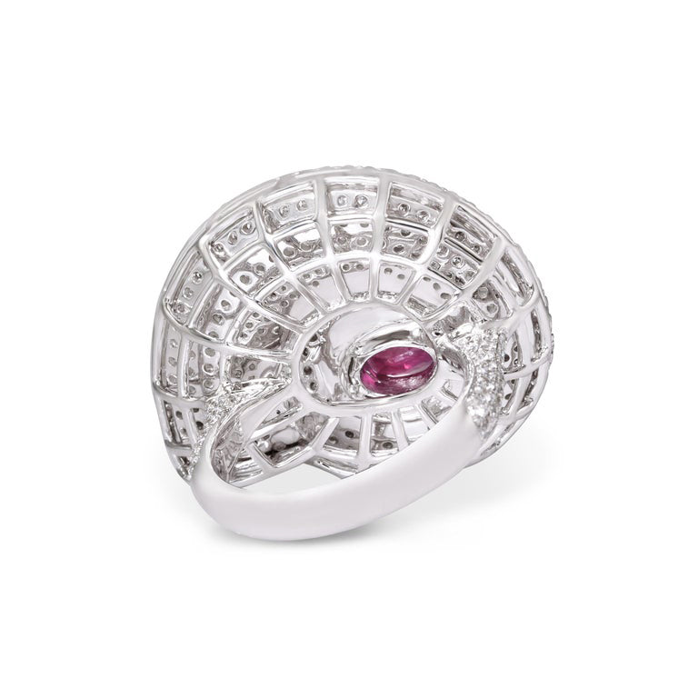 Burmese Ruby and Diamond Cocktail Ring, 7.69ct total, 18ct White Gold