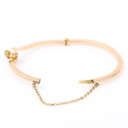 Edwardian Antique Sapphire Diamond 15ct Gold Bangle Bracelet
