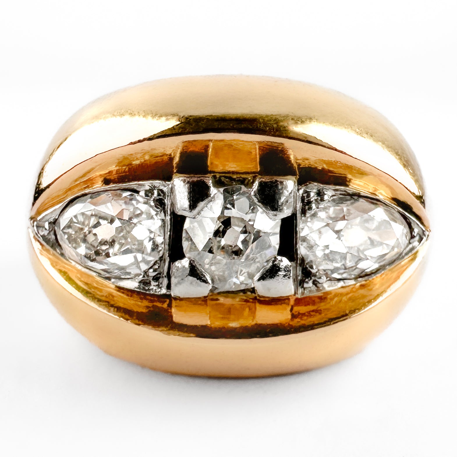 Vintage 1.80ct Diamond Three Stone Gypsy Ring, Circa 1950s