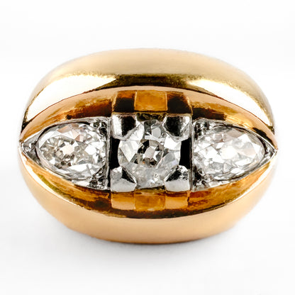 Vintage 1.80ct Diamond Three Stone Gypsy Ring, Circa 1950s