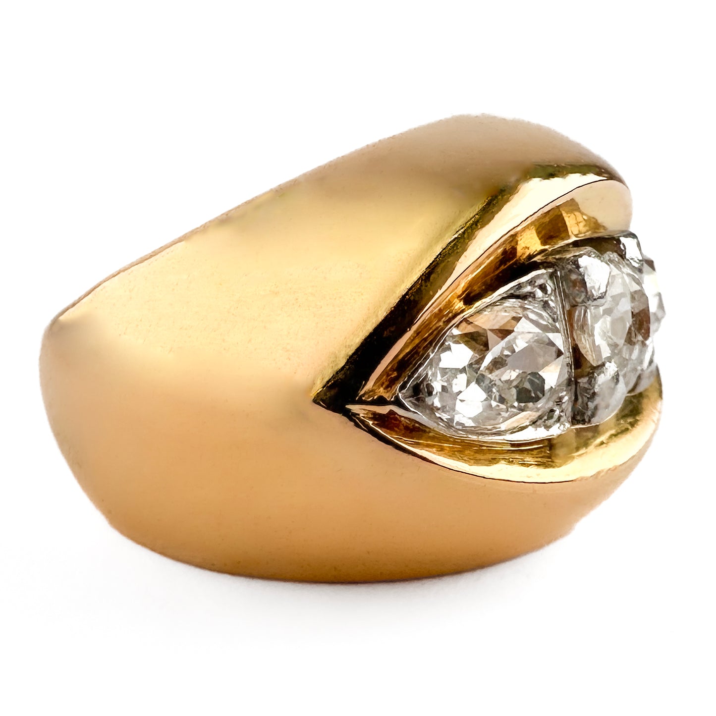 Vintage 1.80ct Diamond Three Stone Gypsy Ring, Circa 1950s