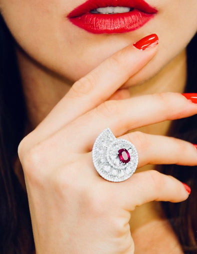 Burmese Ruby and Diamond Cocktail Ring, 7.69ct total, 18ct White Gold