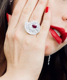 Burmese Ruby and Diamond Cocktail Ring, 7.69ct total, 18ct White Gold