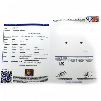 2.83ct Sapphire and Diamond Cluster Stud Earrings, with certificate stating natural and unheated