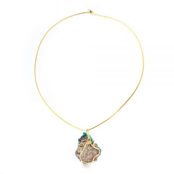 Andrew Grima Diopside Boulder Pendant in 18ct Yellow Gold, Circa 1981