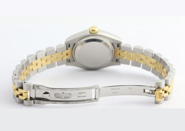 Rolex Lady Datejust Steel and Gold 179173 Automatic; 26mm case with Rolex factory original diamond dial, on a steel and gold Jubilee bracelet with Crownclasp, with Rolex box and papers, Circa 2011