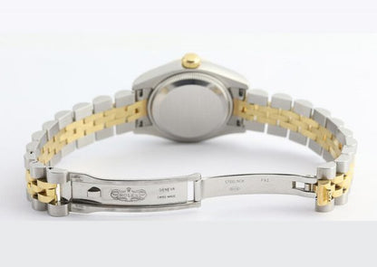 Rolex Lady Datejust Steel and Gold 179173 Automatic; 26mm case with Rolex factory original diamond dial, on a steel and gold Jubilee bracelet with Crownclasp, with Rolex box and papers, Circa 2011
