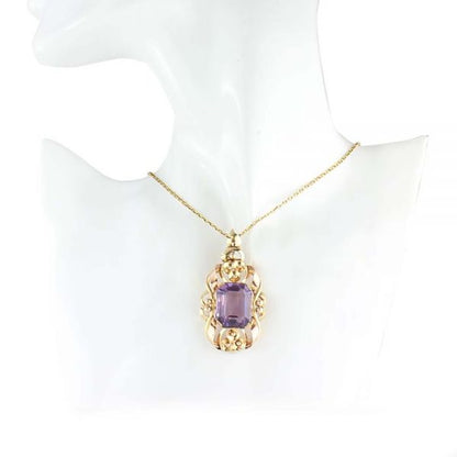 Vintage Amethyst and Gold Pendant, 14 carats