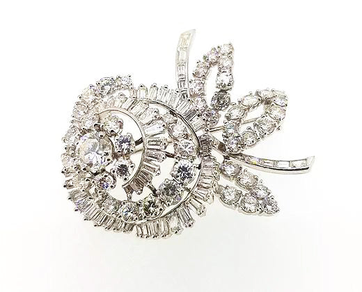 Vintage Diamond Floral Brooch, 7.00 carats, Circa 1960