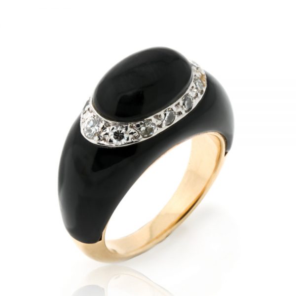 Van Cleef and Arpels Fidji Onyx and Diamond Ring, Boxed 1990s