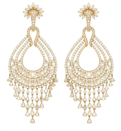 18.25ct Diamond Chandelier Tassel Earrings in Yellow Gold