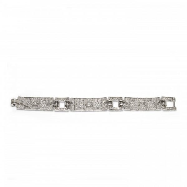 Art Deco Cartier Diamond Bracelet in Platinum, Circa 1930s
