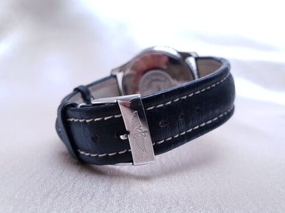 Breitling Navitimer Twin Sixty 41mm Stainless Steel Automatic Chronograph Watch, white dial, sapphire crystal, leather strap, Circa 2000s