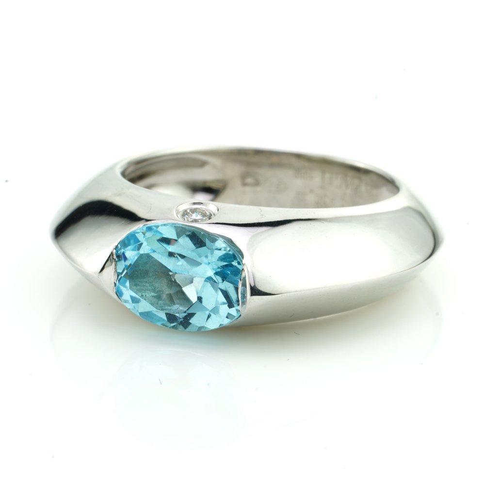 Piaget Blue Topaz and 18ct White Gold Ring