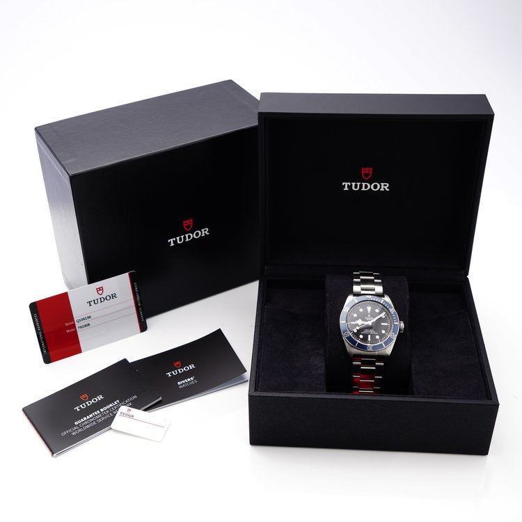 Tudor Heritage 7923OB Stainless Steel Automatic Watch with Blue Unidirectional Rotating Bezel