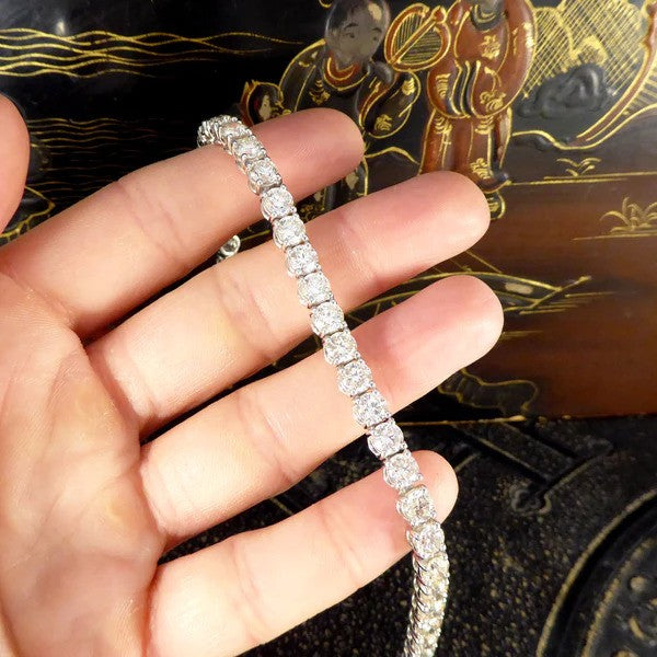 13.80ct Round Brilliant Cut Diamond Line Tennis Bracelet in 18ct White Gold, 13.80 carat total