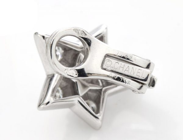 Chanel 0.80ct Diamond and 18ct White Gold Star Clip On Earrings; set with 0.80 carats round brilliant-cut diamonds, Signed, In Original Box