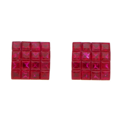 Ruby Square Earrings in 18ct White Gold