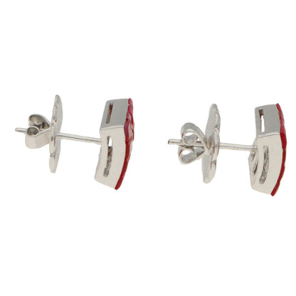 Ruby Square Earrings in 18ct White Gold