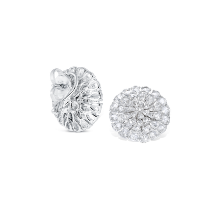 Rose Cut Diamond Cluster Earrings, 9.45 carats
