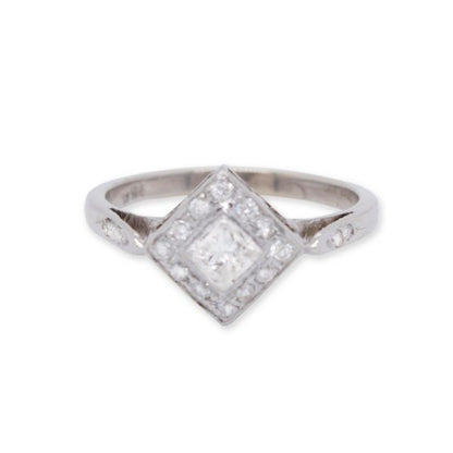 Princess-Cut Diamond Cluster Ring, 0.35 carats, 14ct White Gold