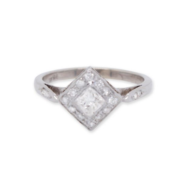 Princess-Cut Diamond Cluster Ring, 0.35 carats, 14ct White Gold