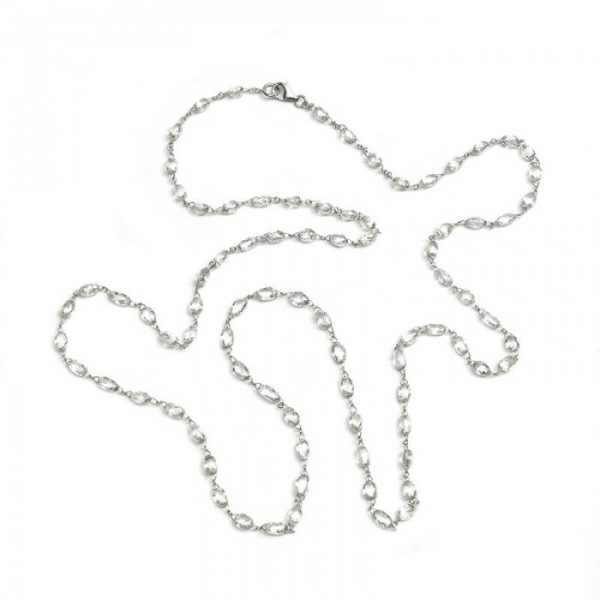 Briolette Diamond Long Necklace; set with 83 briolette-cut diamonds, 36.83 carats, with chain links between, in 18ct white gold, 76cm length