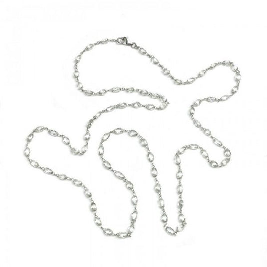 Briolette Diamond Long Necklace; set with 83 briolette-cut diamonds, 36.83 carats, with chain links between, in 18ct white gold, 76cm length