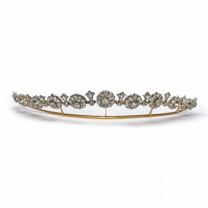 Antique Victorian Diamond Cluster Tiara Necklace, 27 carats