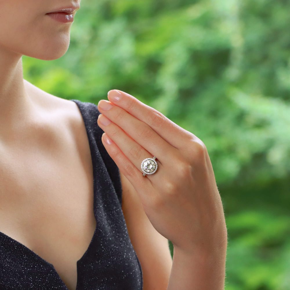 3.75ct Round Brilliant Diamond Halo Engagement Ring in Platinum