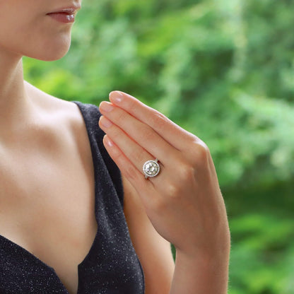 3.75ct Round Brilliant Diamond Halo Engagement Ring in Platinum