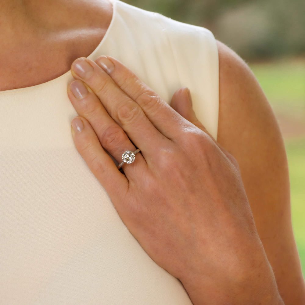 Antique Art Deco 1.85ct Old European Cut Diamond Solitaire