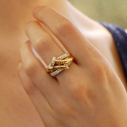 18ct Yellow Gold Pave Set Diamond Nail Ring