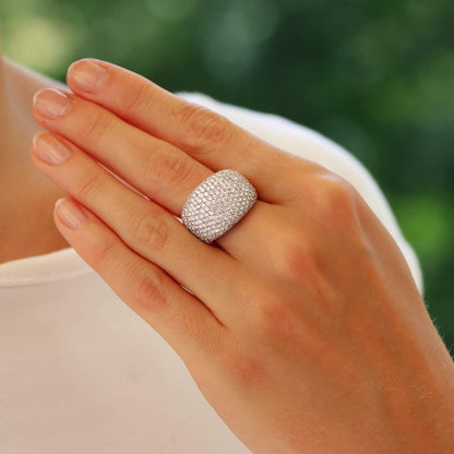 Vintage Diamond Bombe Ring In Yellow And White Gold
