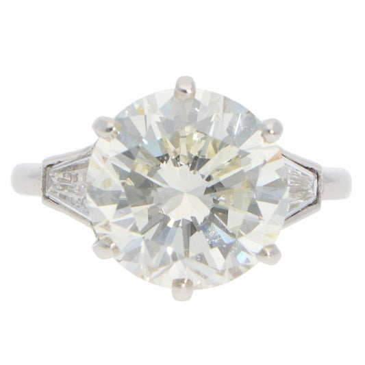 Vintage 6.03 Carat GIA Certified Diamond Three Stone Ring In Platinum
