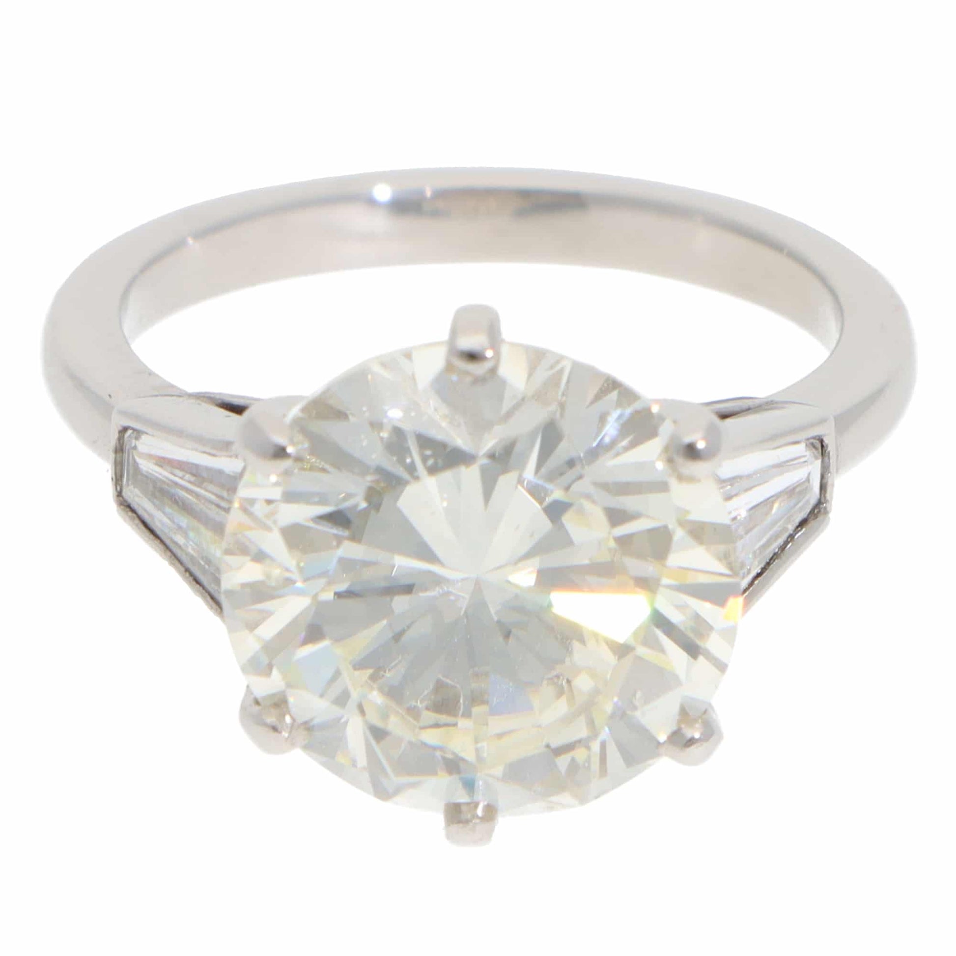 Vintage 6.03 Carat GIA Certified Diamond Three Stone Ring In Platinum