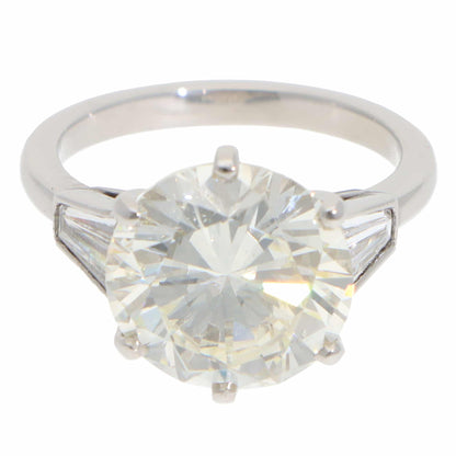 Vintage 6.03 Carat GIA Certified Diamond Three Stone Ring In Platinum
