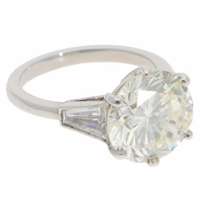 Vintage 6.03 Carat GIA Certified Diamond Three Stone Ring In Platinum